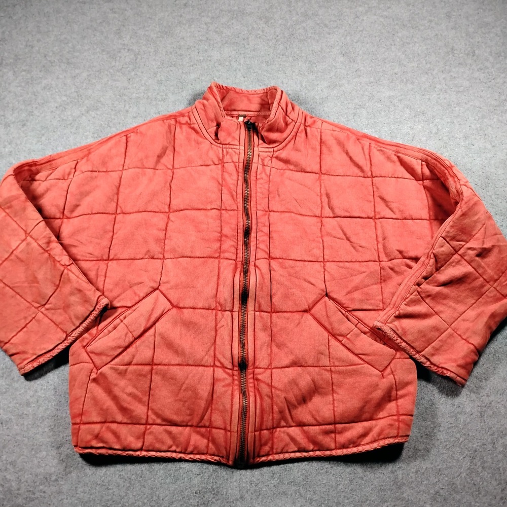 Free People Womens Terracotta Red Dolman Quilted Knit Jacket Coat Slouchy Size S